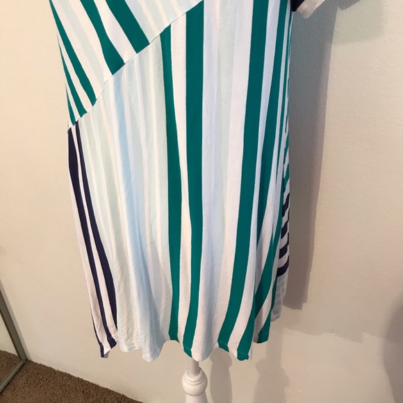 Anthropologie Little Yellow Button Striped Teal White Tunic Large - Picture 6 of 8